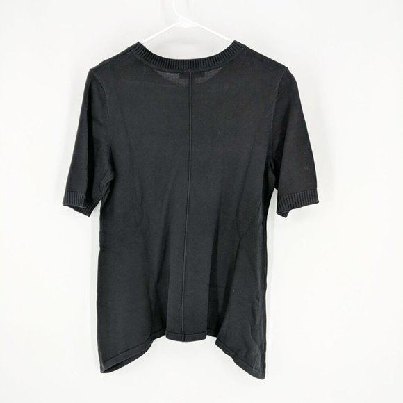 Isaac Mizrahi Live! Crewneck Cascade Hem Pullover Sweater Black Women's Medium - Picture 3 of 6